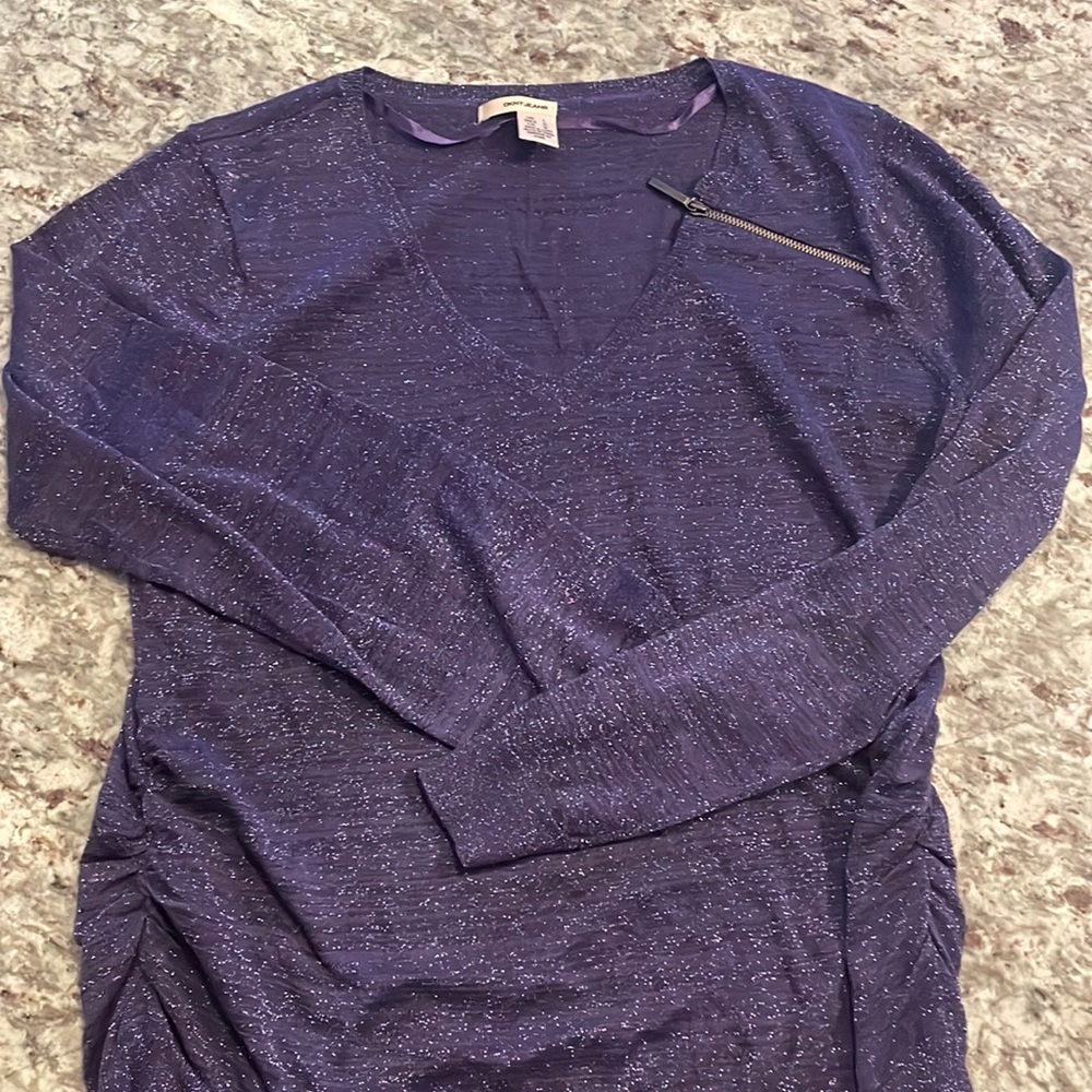 DKNY purple and silver v-neck